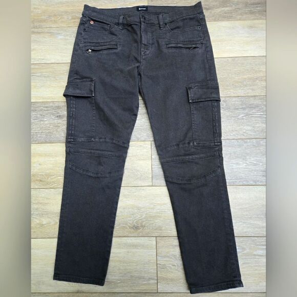 Hudson Colby Ankle Moto Skinny Cargo black stretch size 32 - Picture 2 of 11